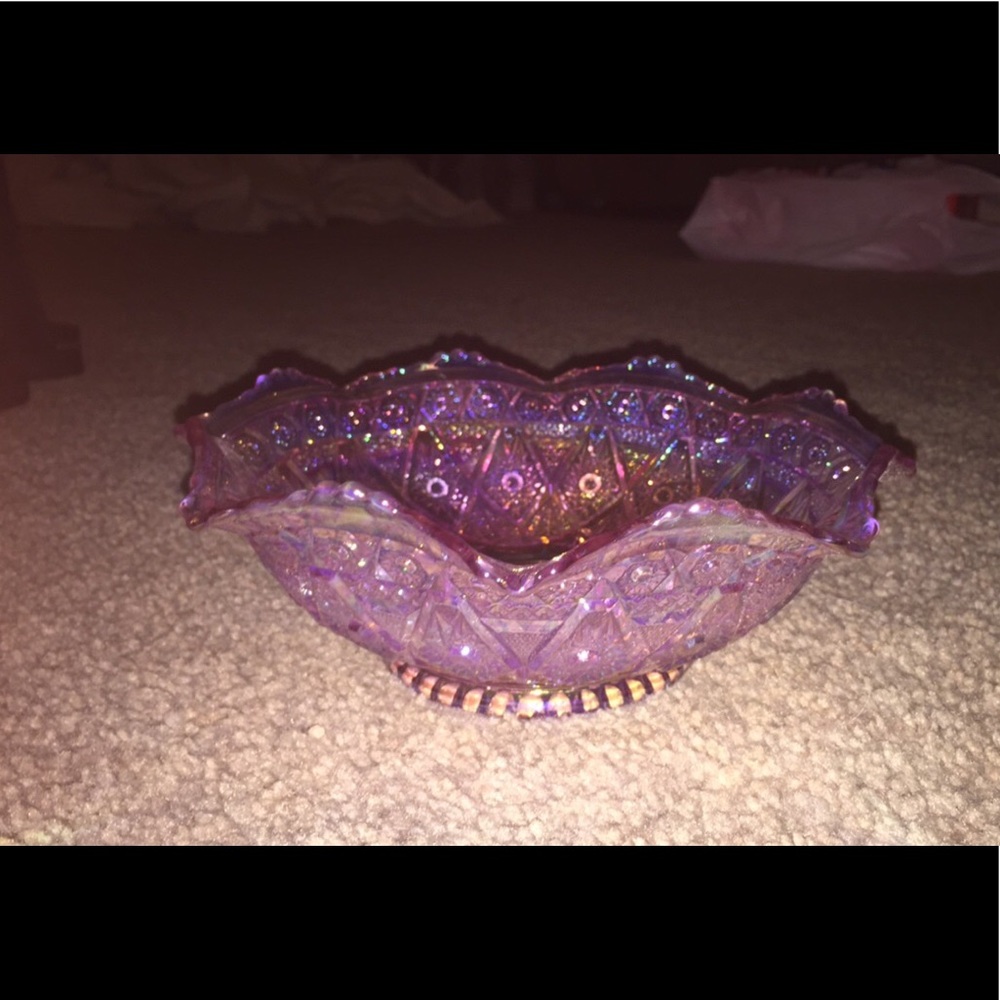 Pink/purple glass bowl